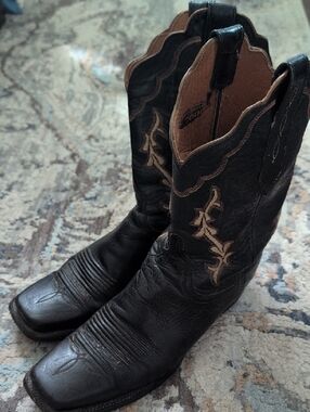 Black Leather Lucchese 2000 Cowboy Boots